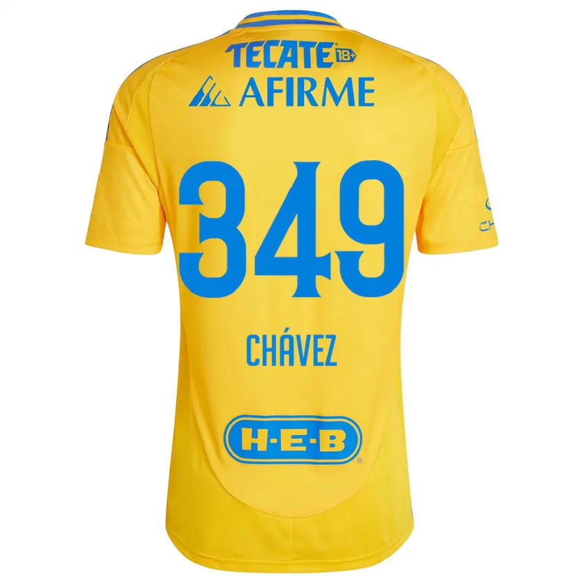 Danxen Enfant Maillot Jorge Chávez #349 Or Jaune Tenues Domicile 2024/25 T-Shirt