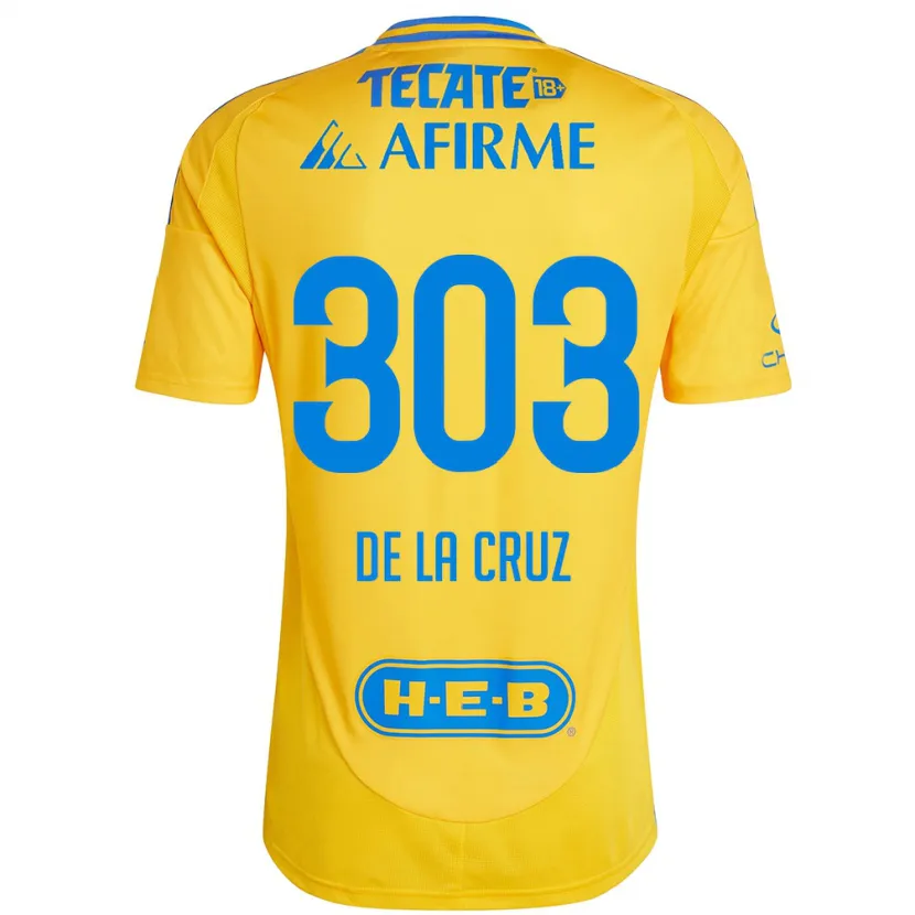 Danxen Enfant Maillot Erick De La Cruz #303 Or Jaune Tenues Domicile 2024/25 T-Shirt