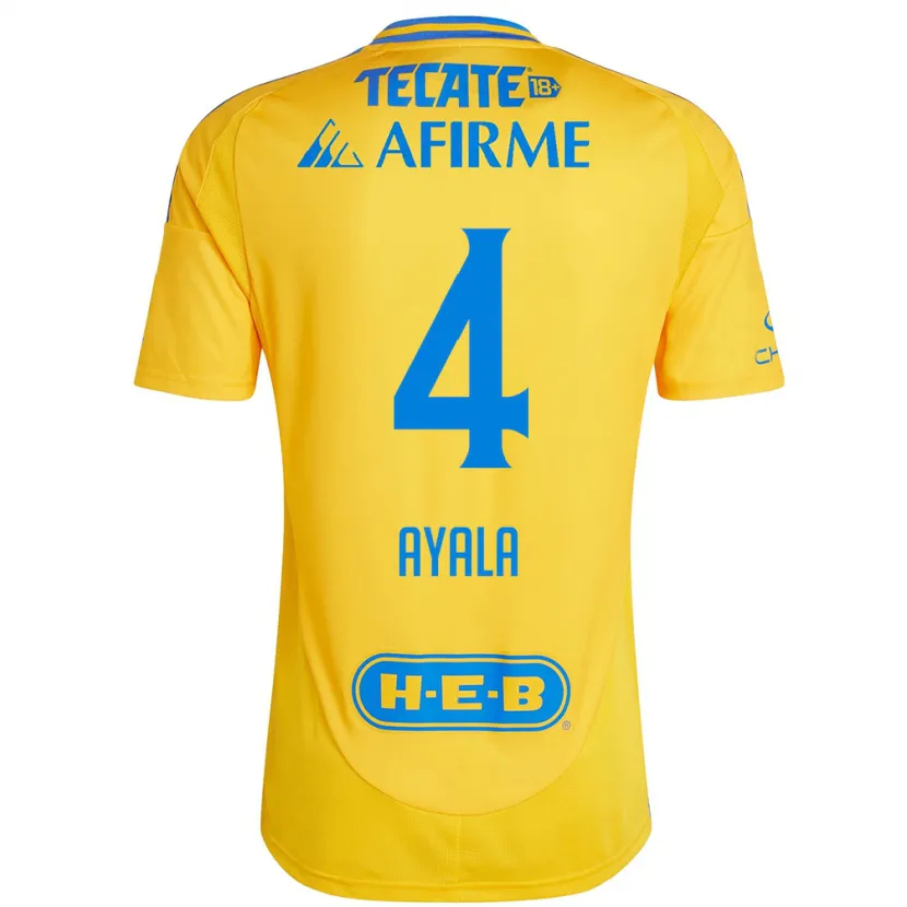 Danxen Enfant Maillot Hugo Ayala #4 Or Jaune Tenues Domicile 2024/25 T-Shirt