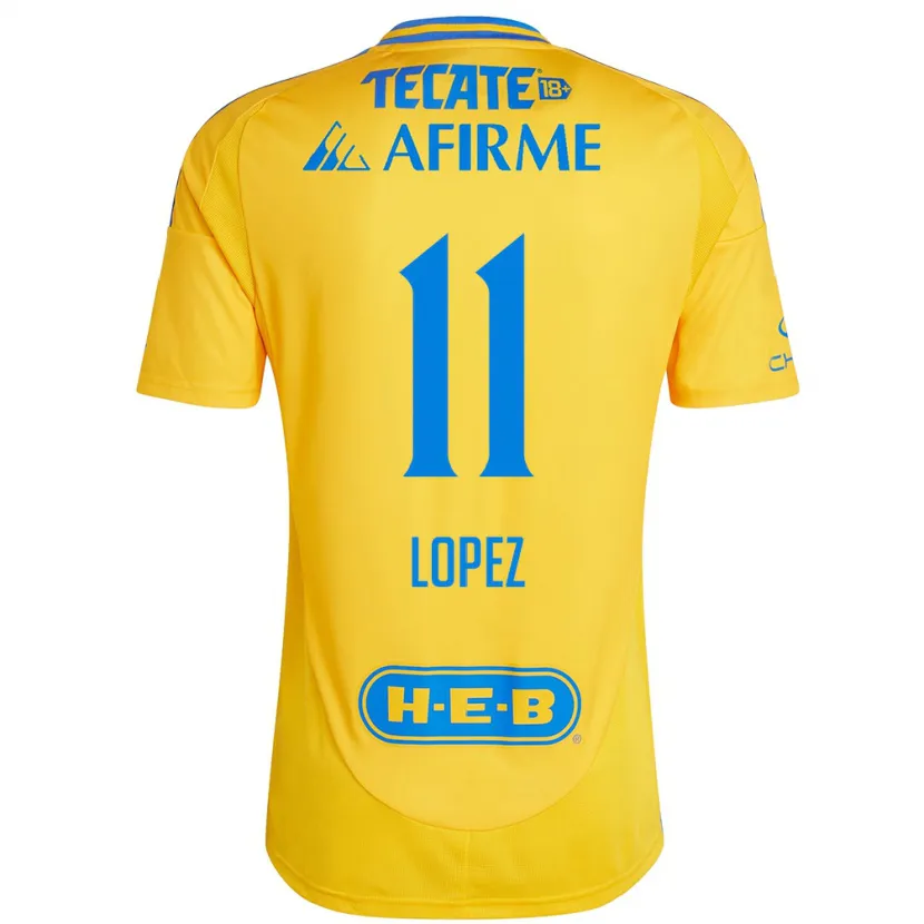 Danxen Enfant Maillot Nicolas Lopez #11 Or Jaune Tenues Domicile 2024/25 T-Shirt