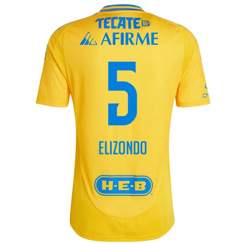 Danxen Enfant Maillot Fernanda Elizondo #5 Or Jaune Tenues Domicile 2024/25 T-Shirt