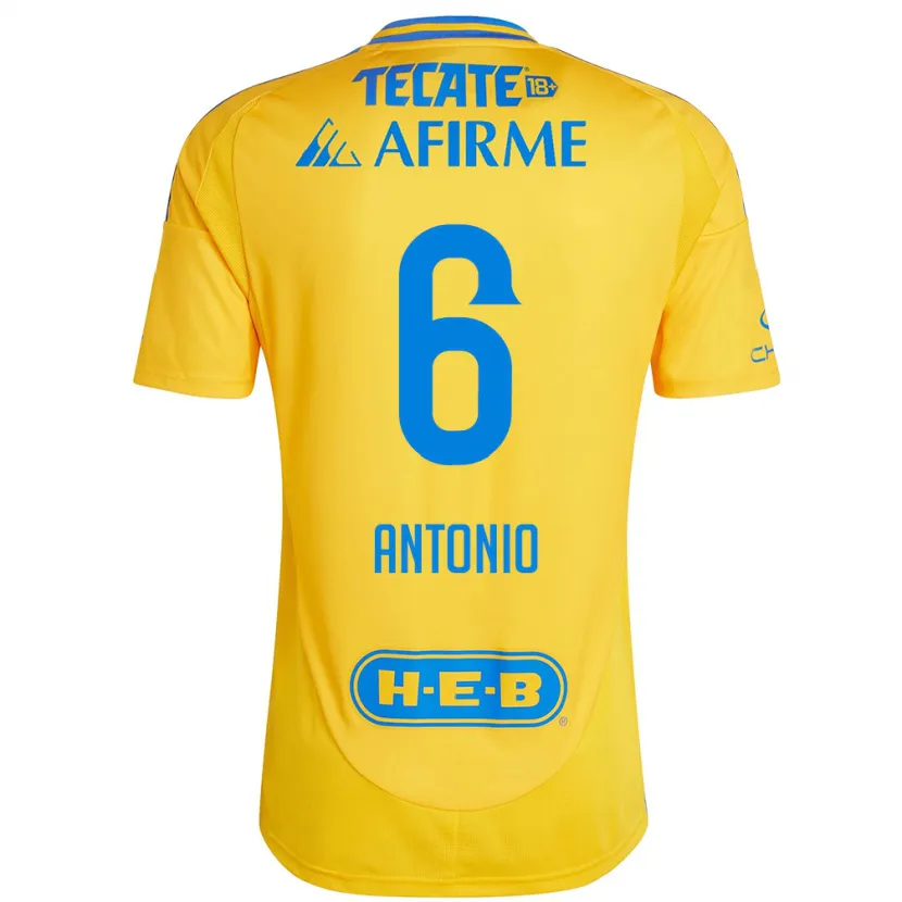 Danxen Enfant Maillot Nancy Antonio #6 Or Jaune Tenues Domicile 2024/25 T-Shirt