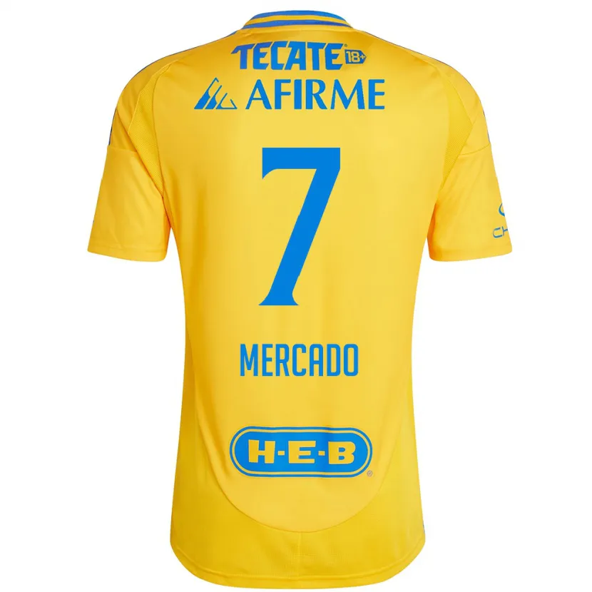 Danxen Enfant Maillot Liliana Mercado #7 Or Jaune Tenues Domicile 2024/25 T-Shirt