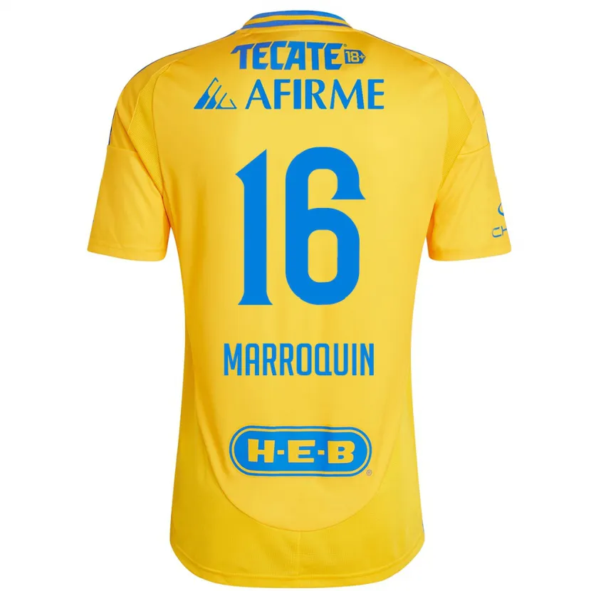 Danxen Enfant Maillot Ammanda Marroquin #16 Or Jaune Tenues Domicile 2024/25 T-Shirt