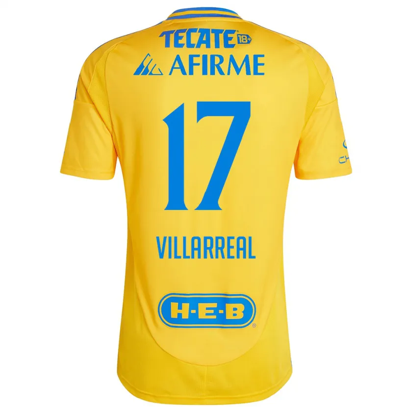 Danxen Enfant Maillot Natalia Villarreal #17 Or Jaune Tenues Domicile 2024/25 T-Shirt