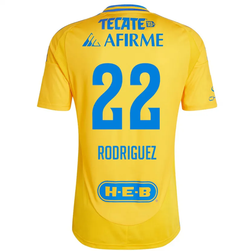 Danxen Enfant Maillot Anika Rodriguez #22 Or Jaune Tenues Domicile 2024/25 T-Shirt