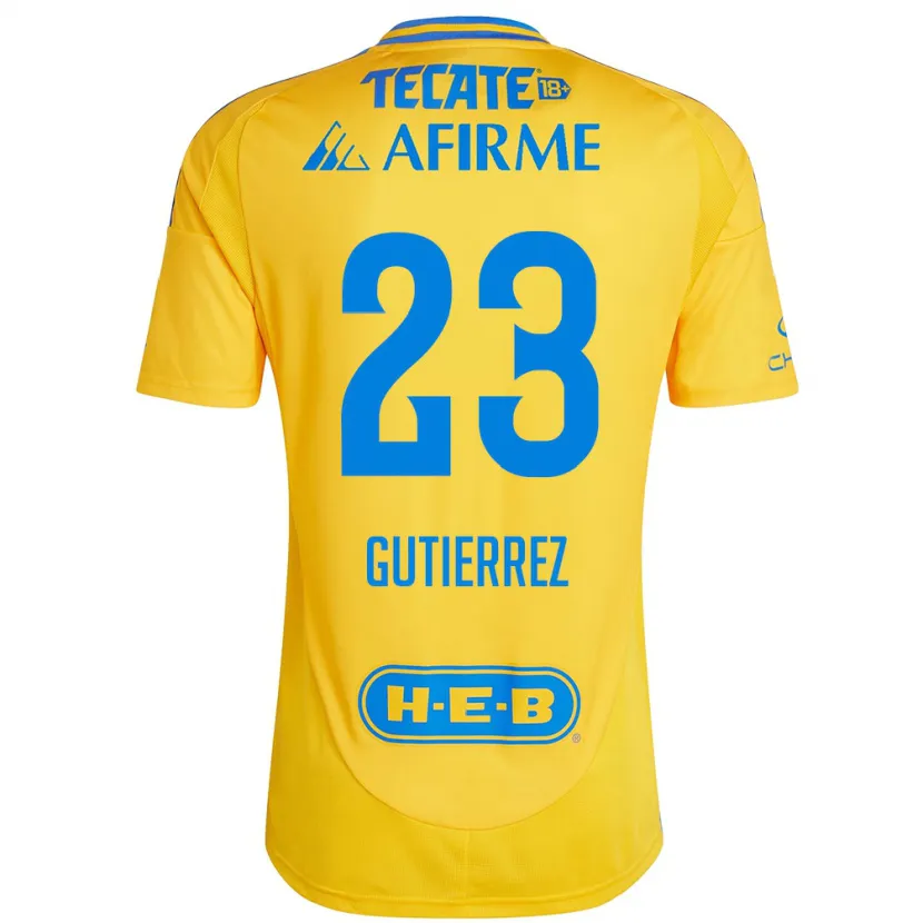 Danxen Enfant Maillot Jana Gutierrez #23 Or Jaune Tenues Domicile 2024/25 T-Shirt