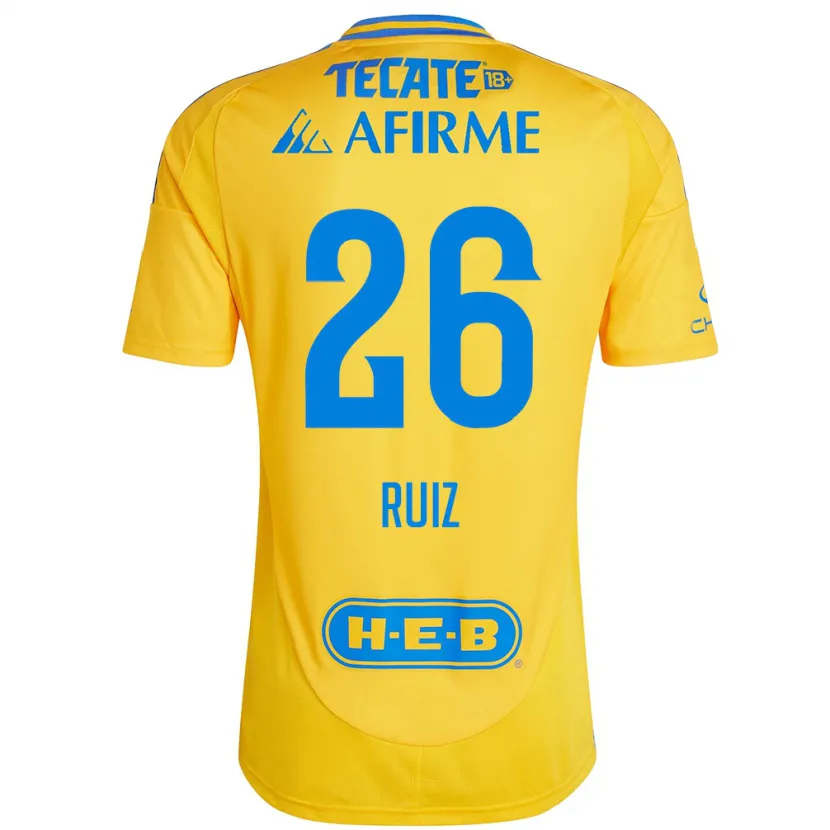 Danxen Enfant Maillot Michel Ruiz #26 Or Jaune Tenues Domicile 2024/25 T-Shirt