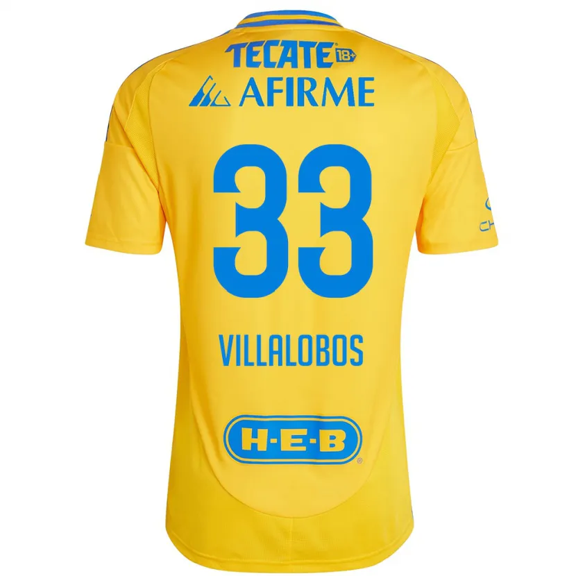 Danxen Enfant Maillot Vania Villalobos #33 Or Jaune Tenues Domicile 2024/25 T-Shirt