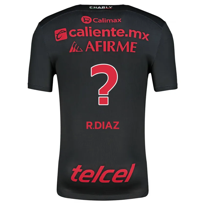 Danxen Enfant Maillot Ricardo Díaz #0 Noir Rouge Tenues Domicile 2024/25 T-Shirt