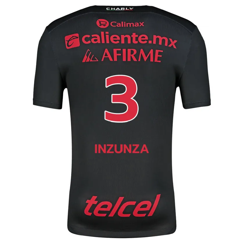 Danxen Enfant Maillot Rafael Inzunza #3 Noir Rouge Tenues Domicile 2024/25 T-Shirt