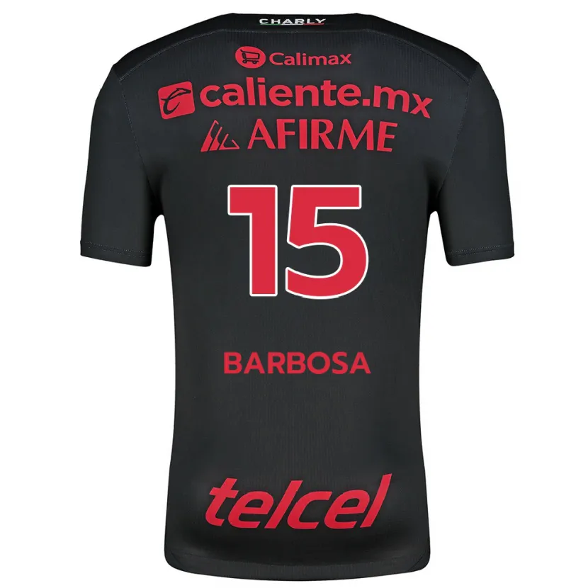 Danxen Enfant Maillot Diego Barbosa #15 Noir Rouge Tenues Domicile 2024/25 T-Shirt