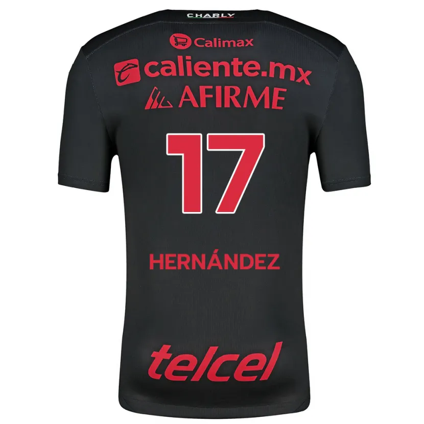 Danxen Enfant Maillot Rubén Hernández #17 Noir Rouge Tenues Domicile 2024/25 T-Shirt