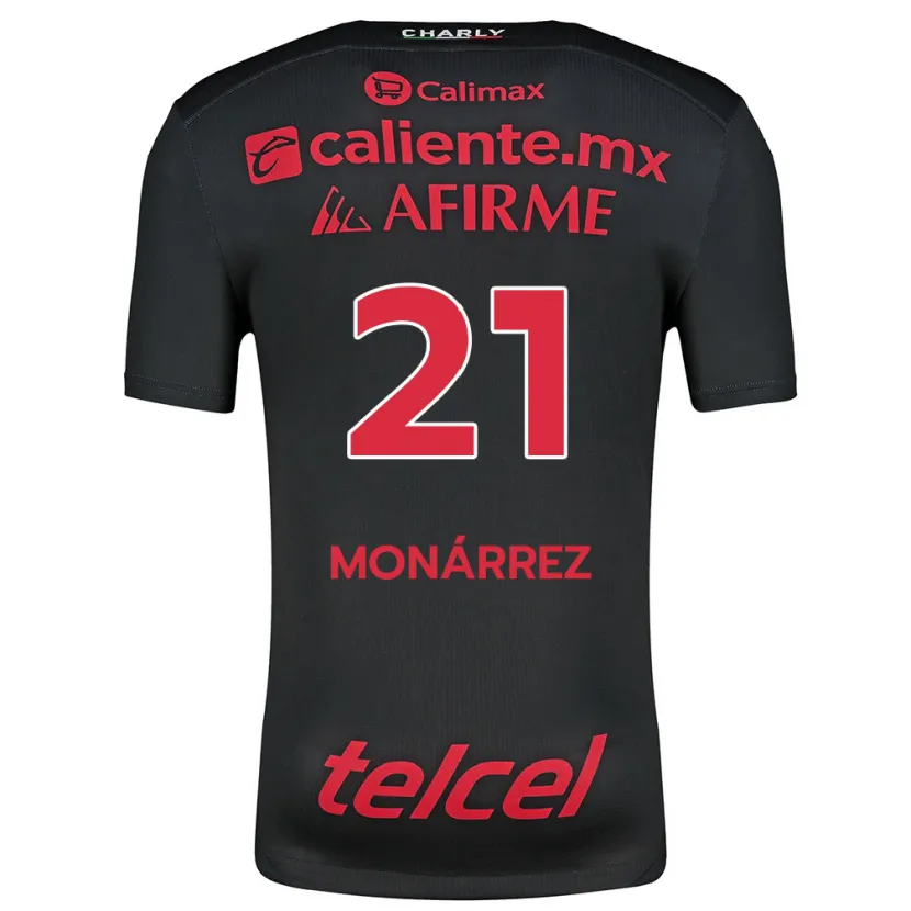 Danxen Enfant Maillot Fernando Monárrez #21 Noir Rouge Tenues Domicile 2024/25 T-Shirt