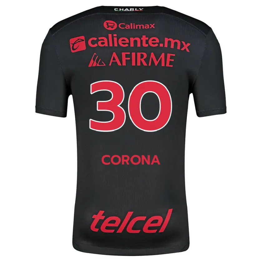 Danxen Enfant Maillot Jesús Corona #30 Noir Rouge Tenues Domicile 2024/25 T-Shirt