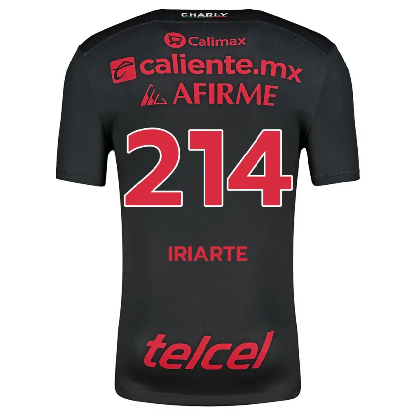 Danxen Enfant Maillot Oliver Iriarte #214 Noir Rouge Tenues Domicile 2024/25 T-Shirt