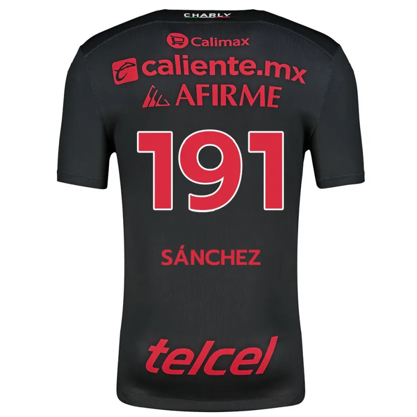 Danxen Enfant Maillot Diego Sánchez #191 Noir Rouge Tenues Domicile 2024/25 T-Shirt