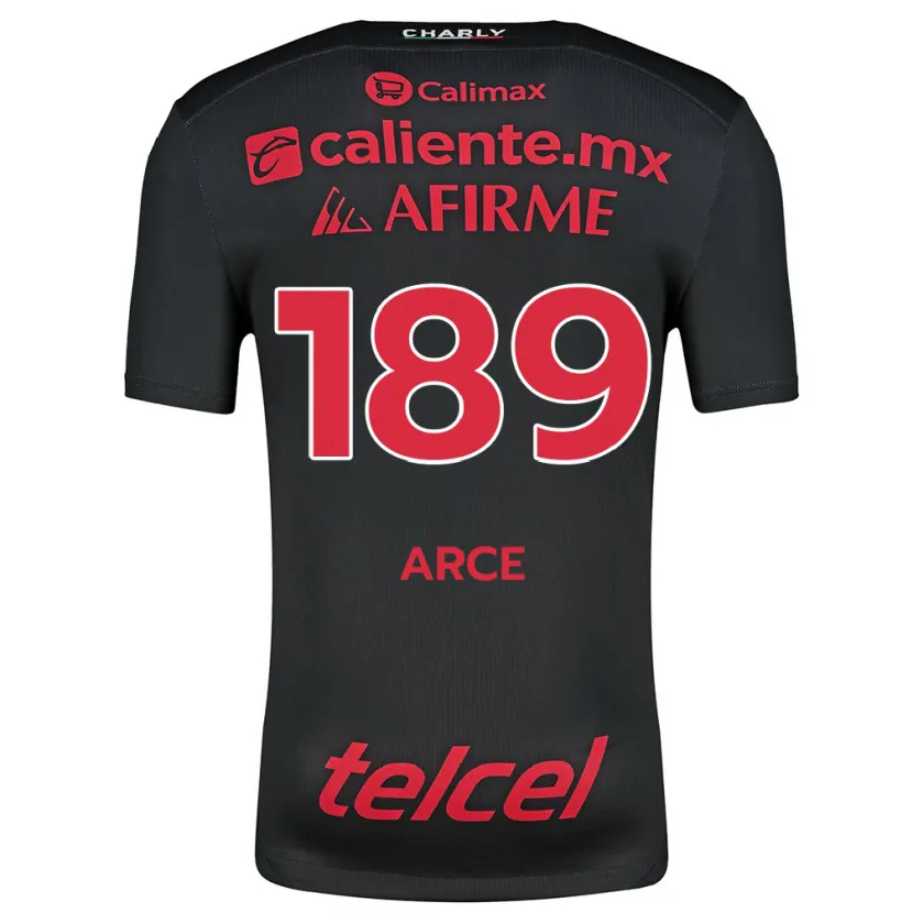 Danxen Enfant Maillot Diego Arce #189 Noir Rouge Tenues Domicile 2024/25 T-Shirt