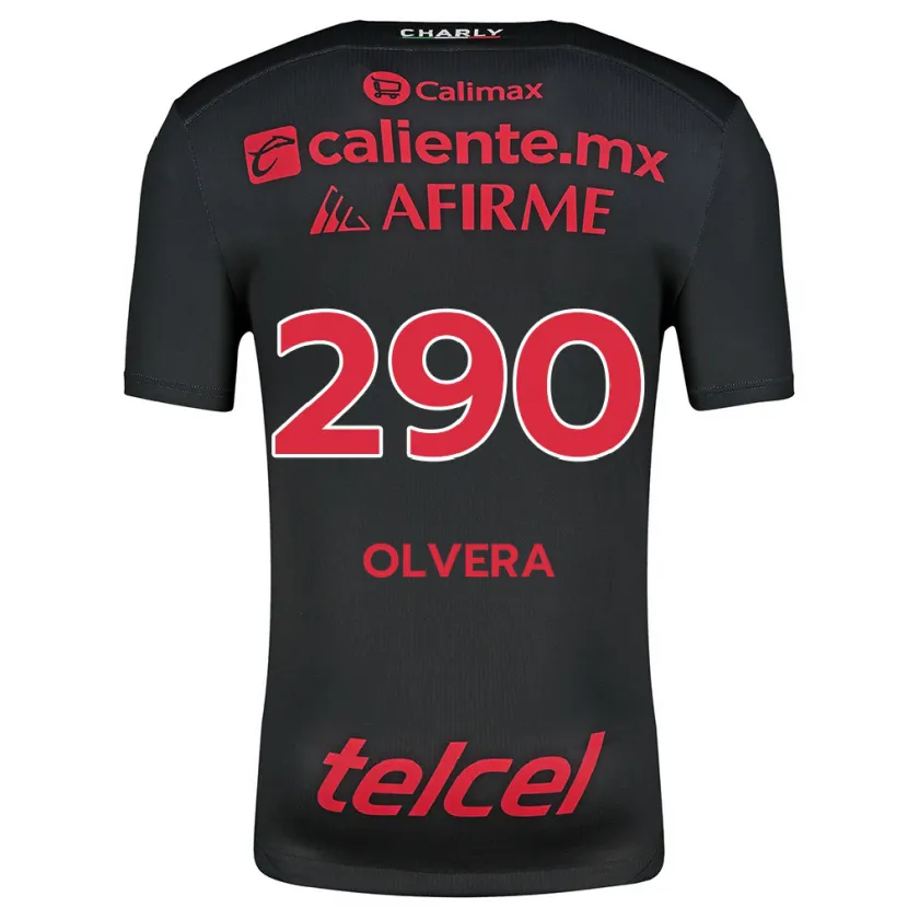 Danxen Enfant Maillot Ian Olvera #290 Noir Rouge Tenues Domicile 2024/25 T-Shirt