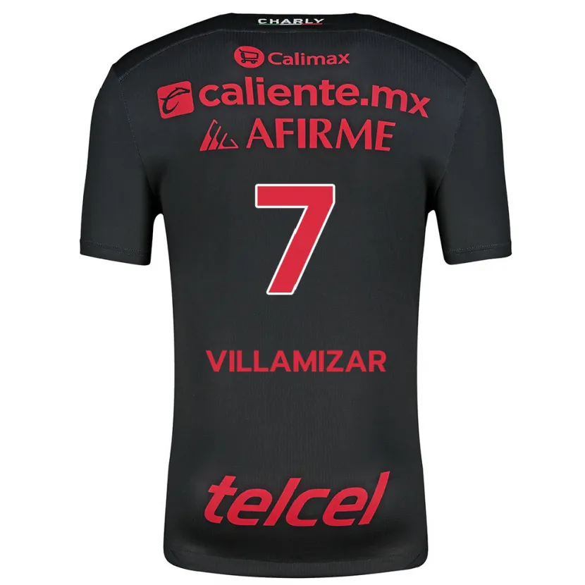 Danxen Enfant Maillot Paola Villamizar #7 Noir Rouge Tenues Domicile 2024/25 T-Shirt