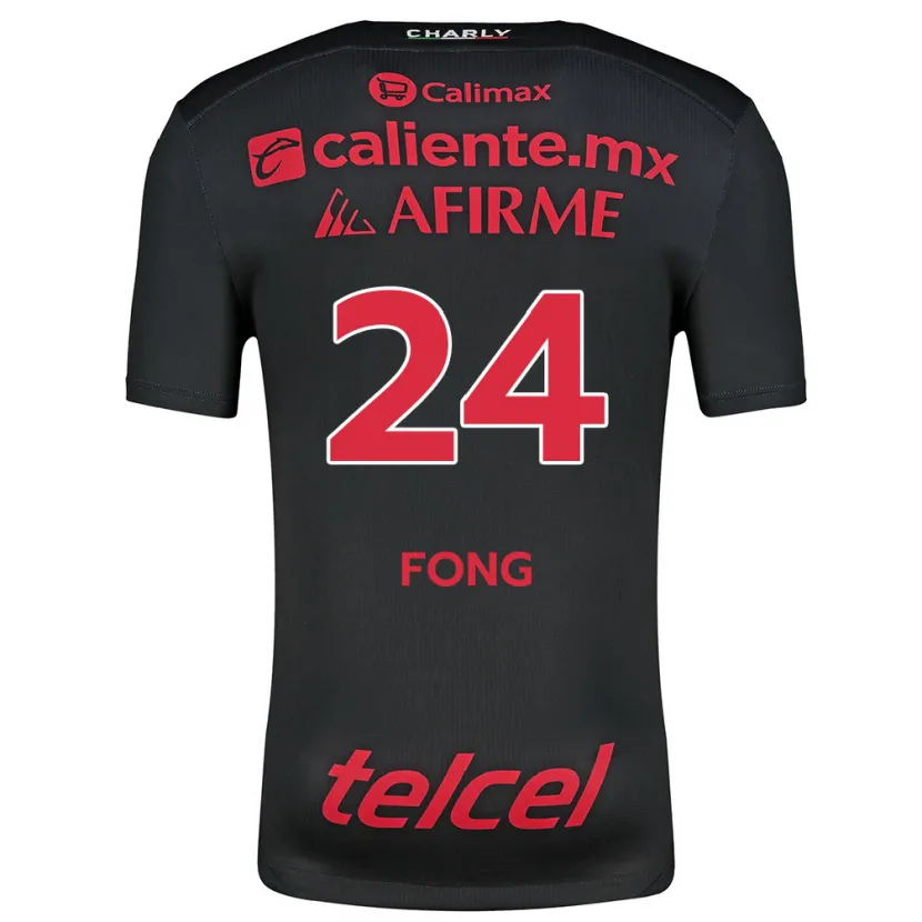 Danxen Enfant Maillot Michel Fong #24 Noir Rouge Tenues Domicile 2024/25 T-Shirt