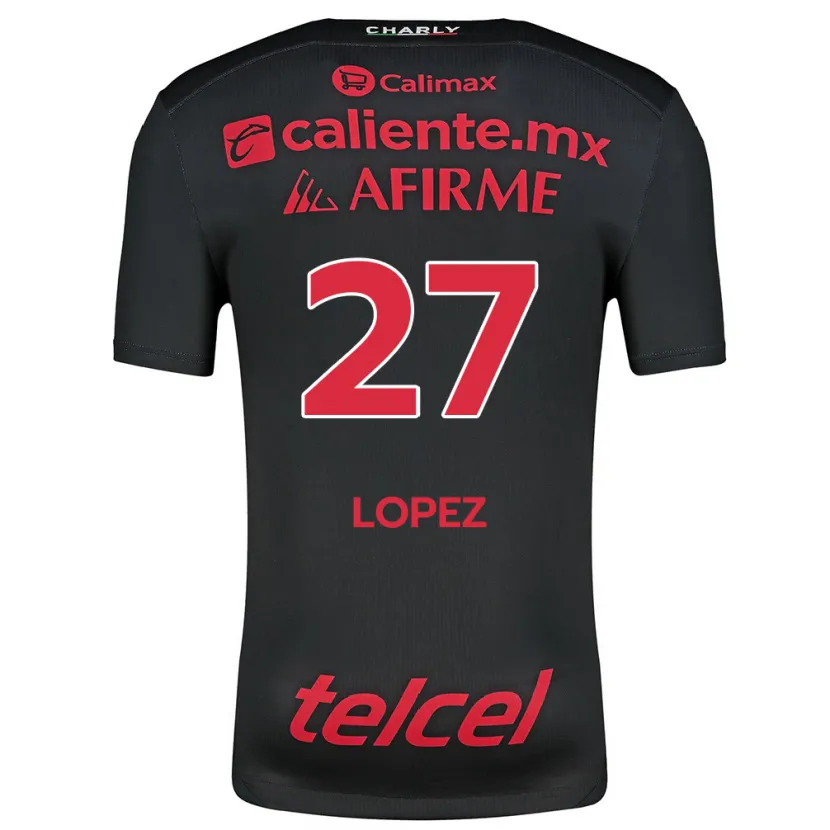 Danxen Enfant Maillot Victoria López #27 Noir Rouge Tenues Domicile 2024/25 T-Shirt