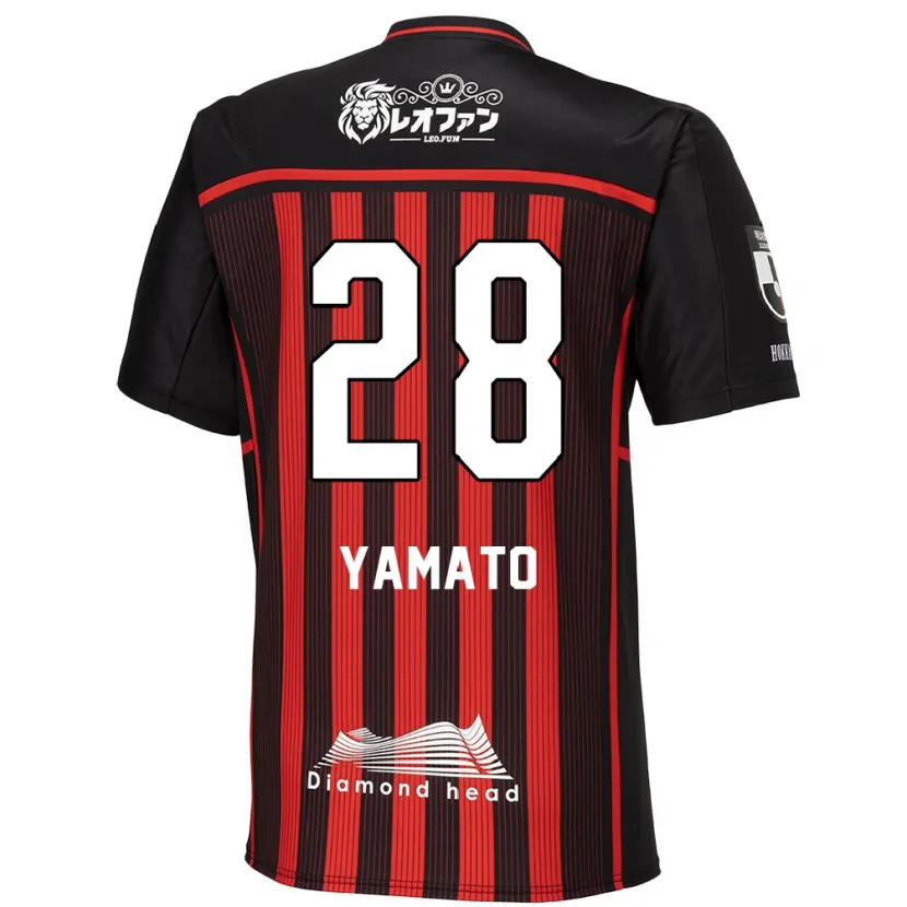 Danxen Enfant Maillot Yamato Okada #28 Rouge Noir Tenues Domicile 2024/25 T-Shirt