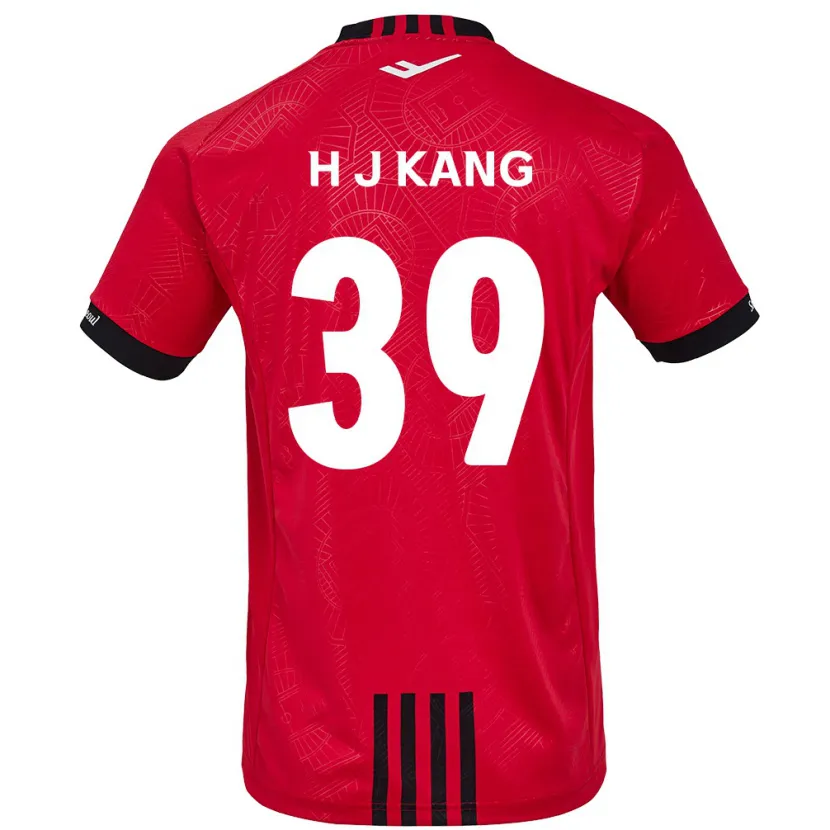 Danxen Enfant Maillot Ju-Hyeok Kang #39 Rouge Noir Tenues Domicile 2024/25 T-Shirt