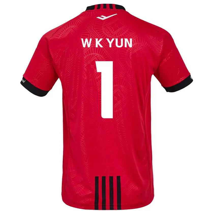 Danxen Enfant Maillot Ki-Wook Yun #1 Rouge Noir Tenues Domicile 2024/25 T-Shirt