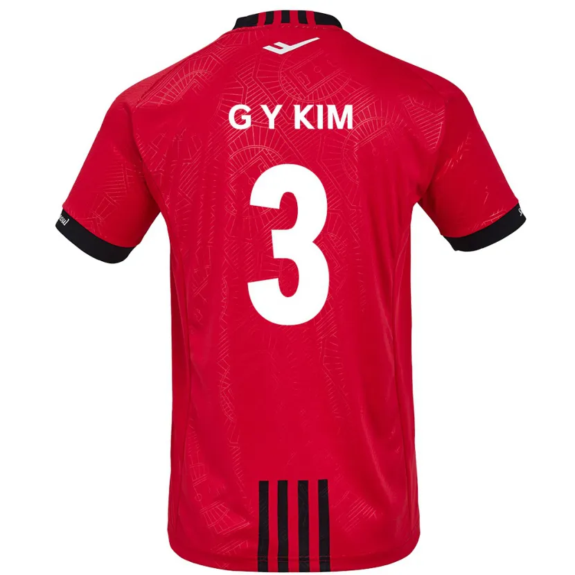 Danxen Enfant Maillot Yu-Geon Kim #3 Rouge Noir Tenues Domicile 2024/25 T-Shirt