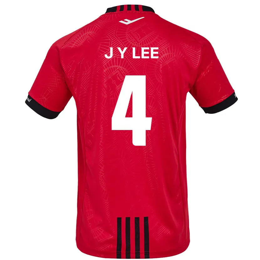 Danxen Enfant Maillot Young-Jun Lee #4 Rouge Noir Tenues Domicile 2024/25 T-Shirt