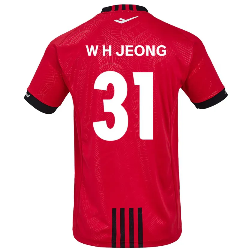 Danxen Enfant Maillot Hyun-Woong Jeong #31 Rouge Noir Tenues Domicile 2024/25 T-Shirt