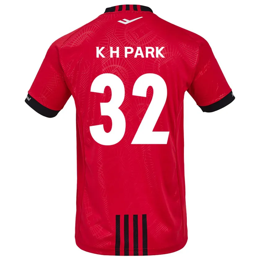 Danxen Enfant Maillot Han-Kyul Park #32 Rouge Noir Tenues Domicile 2024/25 T-Shirt