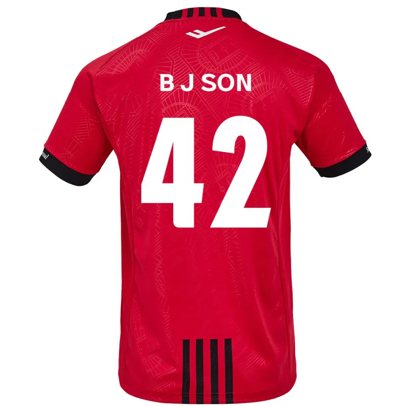 Danxen Enfant Maillot Jeong-Beom Son #42 Rouge Noir Tenues Domicile 2024/25 T-Shirt