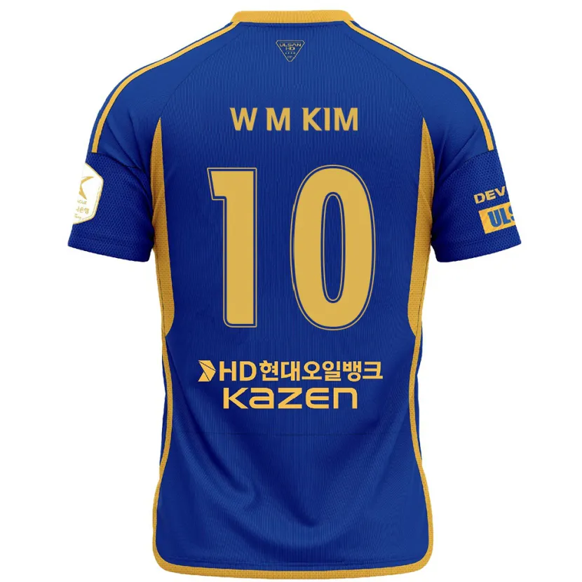 Danxen Enfant Maillot Min-Woo Kim #10 Bleu Jaune Tenues Domicile 2024/25 T-Shirt