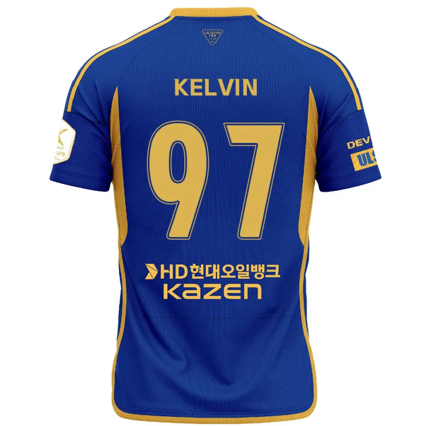 Danxen Enfant Maillot Kelvin #97 Bleu Jaune Tenues Domicile 2024/25 T-Shirt