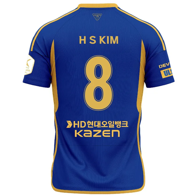 Danxen Enfant Maillot Seung-Hyun Kim #8 Bleu Jaune Tenues Domicile 2024/25 T-Shirt