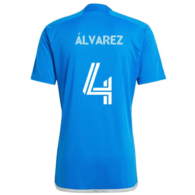 Danxen Enfant Maillot Fernando Álvarez #4 Bleu Blanc Tenues Domicile 2024/25 T-Shirt