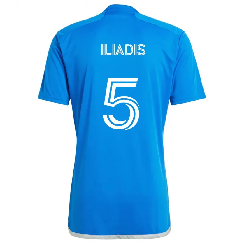 Danxen Enfant Maillot Ilias Iliadis #5 Bleu Blanc Tenues Domicile 2024/25 T-Shirt