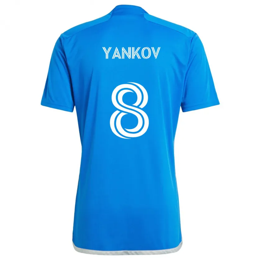 Danxen Enfant Maillot Dominik Yankov #8 Bleu Blanc Tenues Domicile 2024/25 T-Shirt