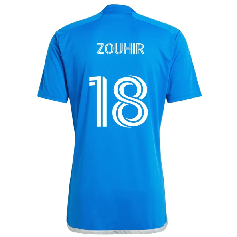 Danxen Enfant Maillot Rida Zouhir #18 Bleu Blanc Tenues Domicile 2024/25 T-Shirt