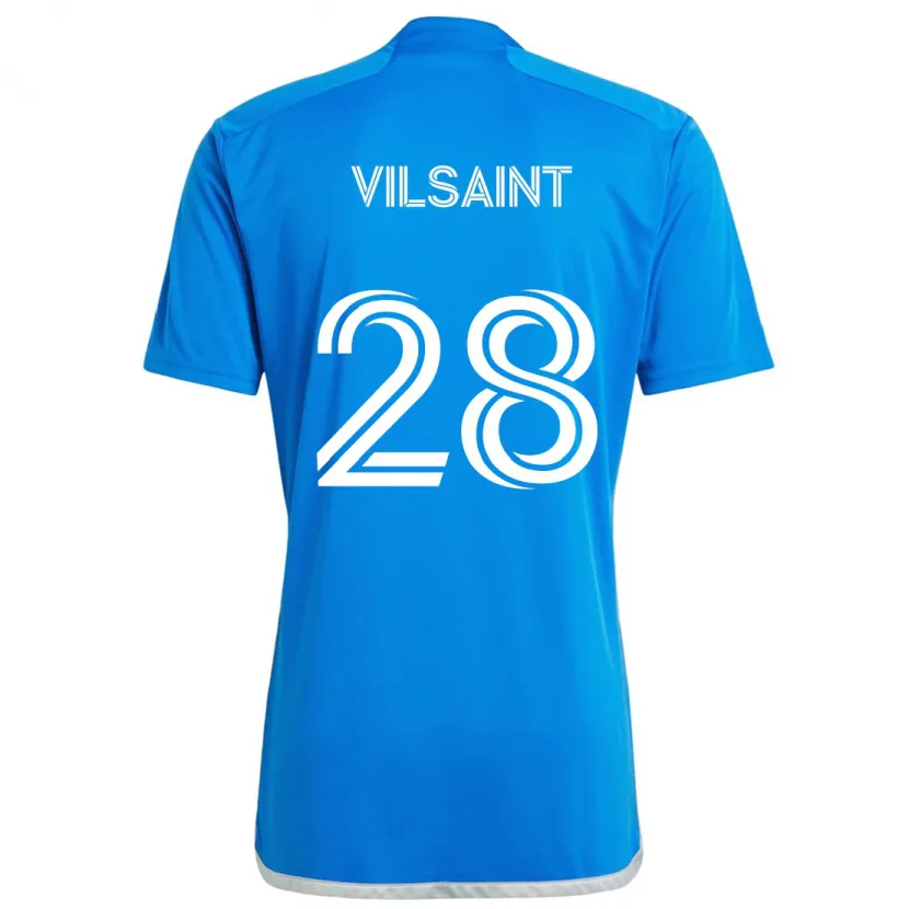 Danxen Enfant Maillot Jules-Anthony Vilsaint #28 Bleu Blanc Tenues Domicile 2024/25 T-Shirt