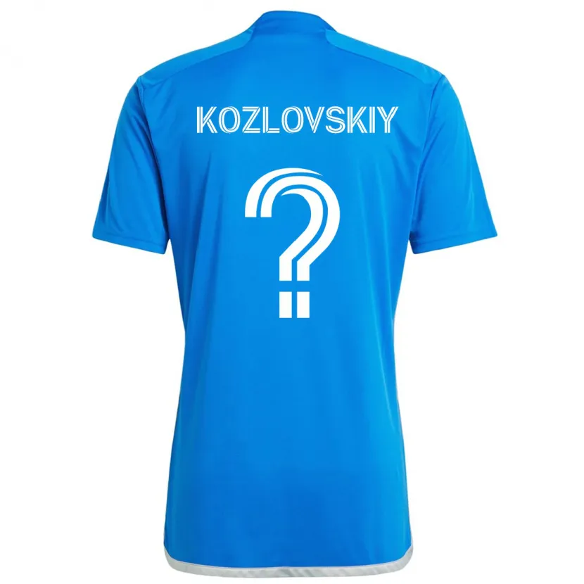 Danxen Enfant Maillot Sergei Kozlovskiy #0 Bleu Blanc Tenues Domicile 2024/25 T-Shirt