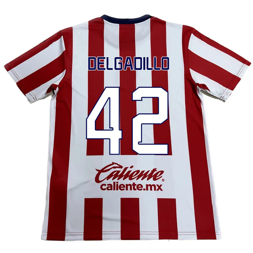 Danxen Enfant Maillot Diego Delgadillo #42 Rouge Blanc Tenues Domicile 2024/25 T-Shirt