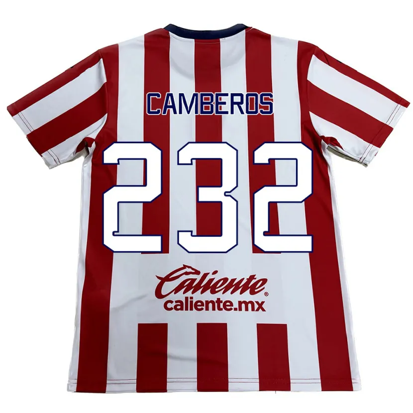 Danxen Enfant Maillot Hugo Camberos #232 Rouge Blanc Tenues Domicile 2024/25 T-Shirt