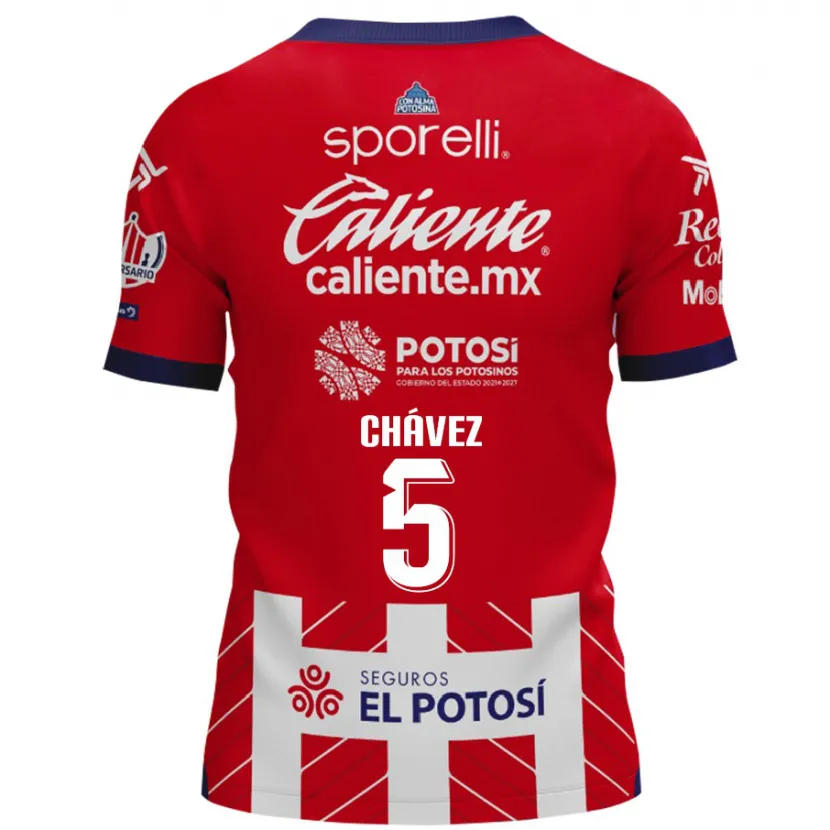 Danxen Enfant Maillot Ricardo Chávez #5 Rouge Blanc Tenues Domicile 2024/25 T-Shirt