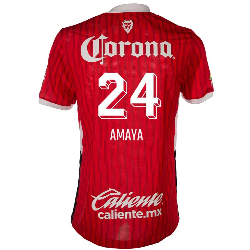 Danxen Enfant Maillot Frankie Amaya #24 Rouge Blanc Tenues Domicile 2024/25 T-Shirt