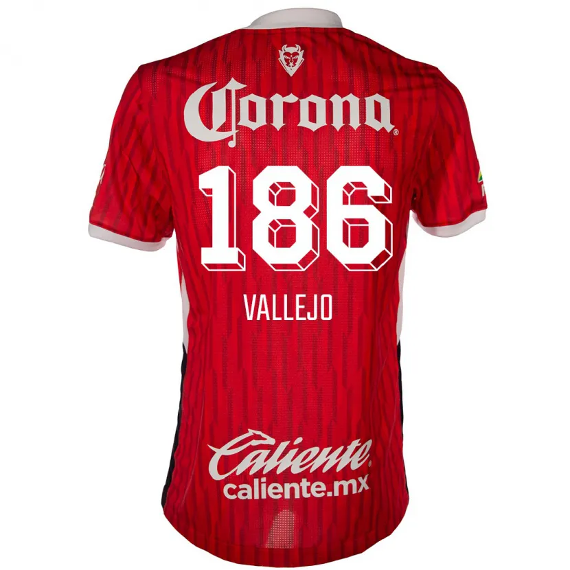 Danxen Enfant Maillot Saúl Vallejo #186 Rouge Blanc Tenues Domicile 2024/25 T-Shirt