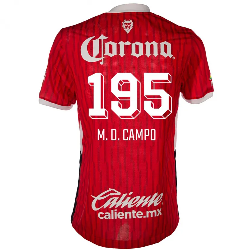 Danxen Enfant Maillot Arturo Martín Del Campo #195 Rouge Blanc Tenues Domicile 2024/25 T-Shirt