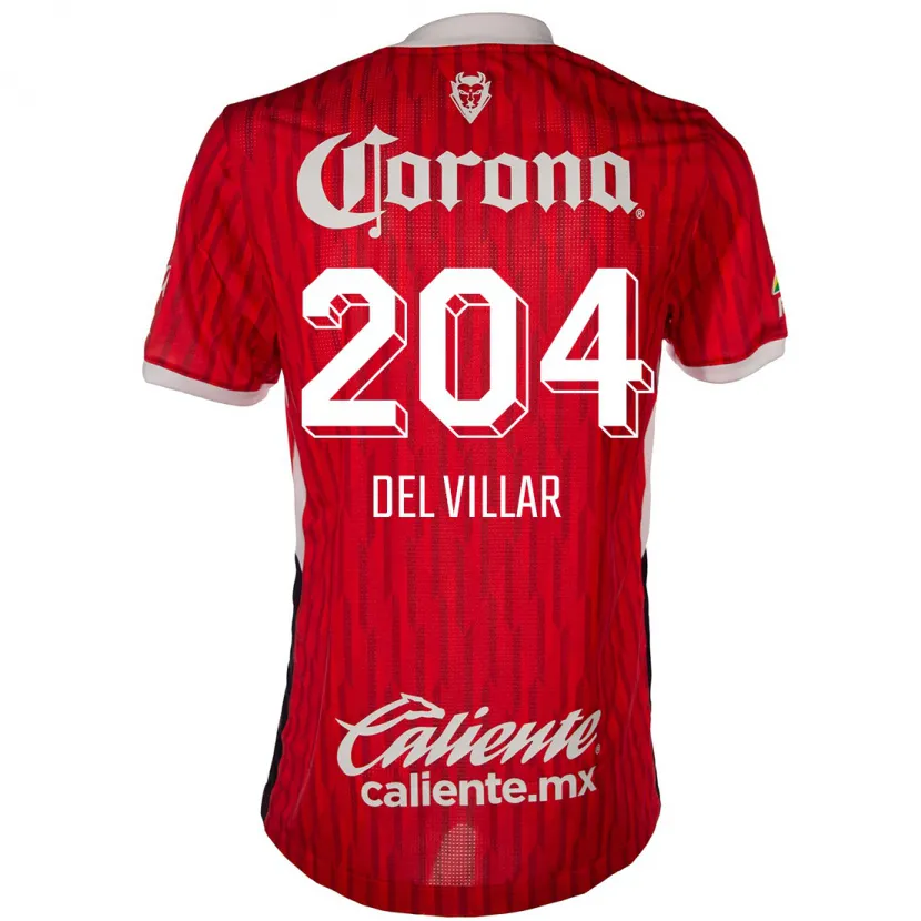 Danxen Enfant Maillot Everardo Del Villar #204 Rouge Blanc Tenues Domicile 2024/25 T-Shirt